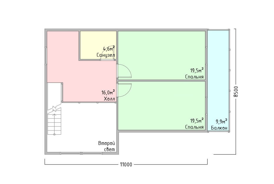 Каркасный дом К-8 8.5 × 11 м