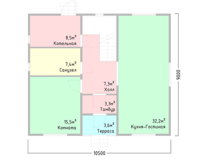 Каркасный дом К-3 9 × 10.5 м