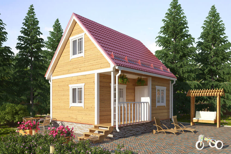 Каркасно-щитовой дом КЩ-8 5х5,5 м представляет собой проект загородного дома для сезонного проживания. Дом отличает свободной планировкой, поэтому владельцы смогут самостоятельно модифицировать пространство в соответствии со своими предпочтениями.