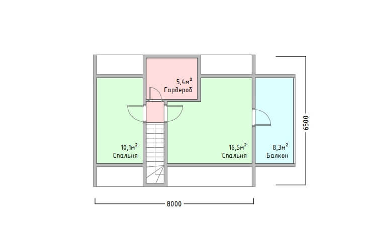 Дом из клееного бруса КБ-2 6.5 × 8 м