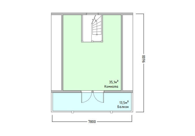 Дом из клееного бруса КБ-3 7.8 × 9.6 м